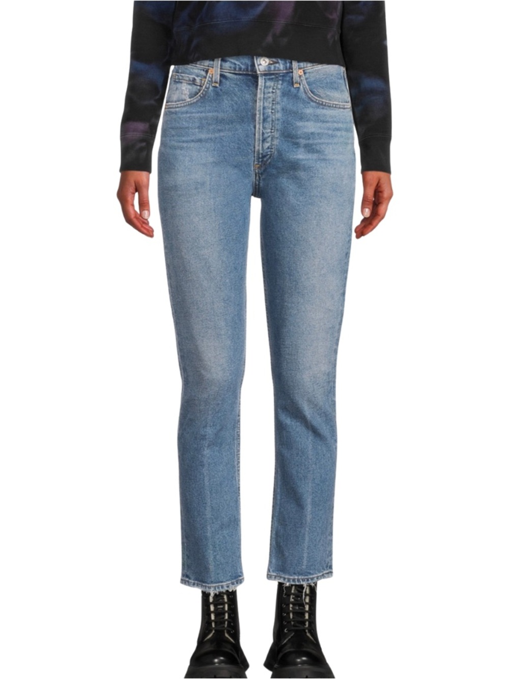Citizens of Humanity Jolene High-Rise Straight Jeans, Size 24, Medium Wash, Blue